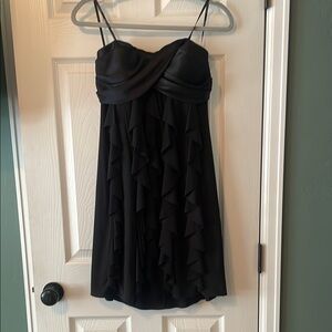 Strapless Black Ruffle Dress